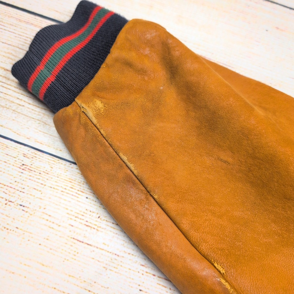 VTG‎ 90s GANT Wool Blend Leather Sleeve Bomber Varsity Jacket Mens L Color Block - Picture 6 of 9